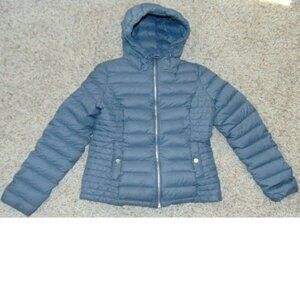 *Abercrombie Puffer Jacket sz Medium Gray Hooded Winter Coat Womens Water Resist